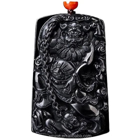Certified Grade a Natural Ink Jade Jadeite Ink Jade Zhongkui Ice Jade Pendant Pendant Wholesale