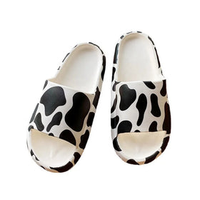 Summer Women Girls Indoor Outdoor Thick Sole Cow Print PVC Light Weight Waterproof Slides Slipper Sandals