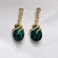 New Fashion Style Inlaid Green Zircon Snake Earrings Female Vintage Dainty  Crystal Snake Shape Stud Earrings