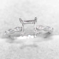 Sterling Silver 6*6mm Semi Mount Ring Square Shape Empty Frame Blank Claws Setting S925 Base Without Center Stone for Inlay DIY