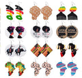 2022 Vintage Trendy Exaggerated Ethnic Style Geometric Printed African Retro Wooden Earrings for Women