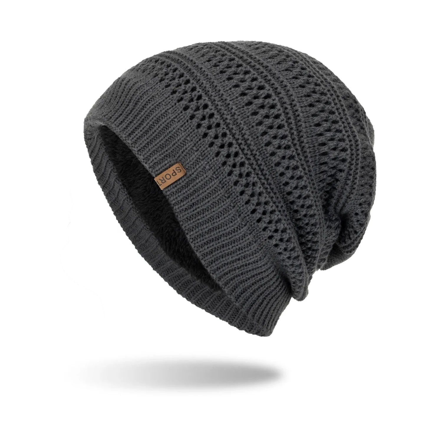 Winter Ski Knit Hat Men Beanie Knitted Winter Slouchy Beanie with Fleece Lining