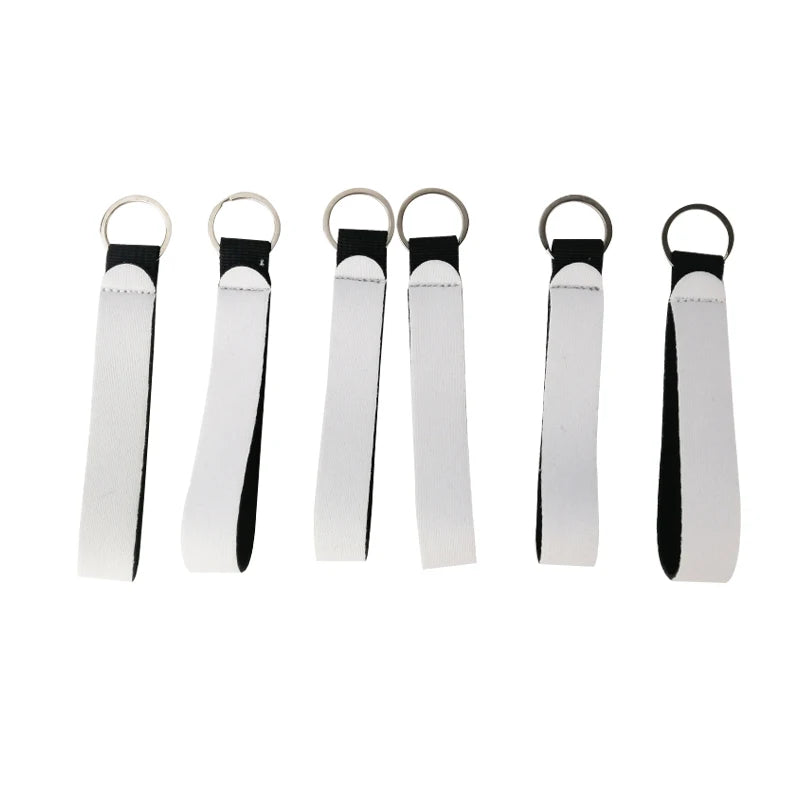 Sublimation Blanks Short Wrist Lanyards Neoprene Self Defense Keychain with Chapstick Holder White Keychain
