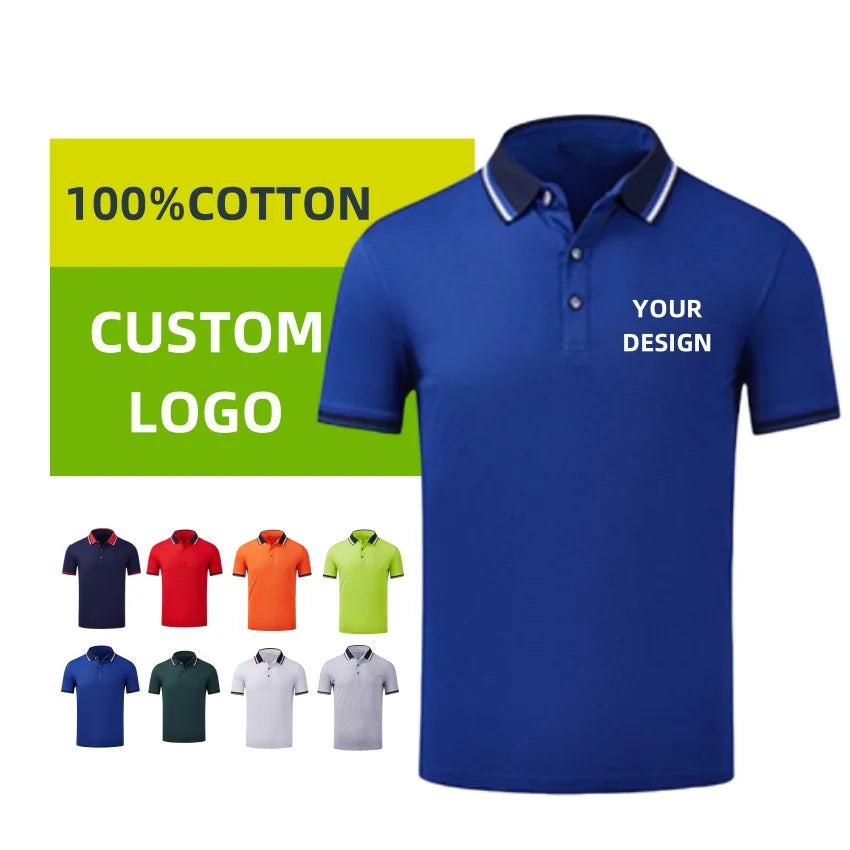 Wholesale of European and American Custom logo Multicolor High-quality Polo Shirt for Men