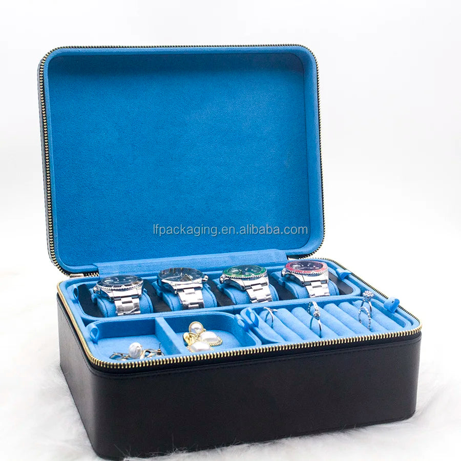 ICE BOX US Hot Sell Big case for Watches&jewelries Black Pu Box Watch Storage Jewelry Organizer Large case