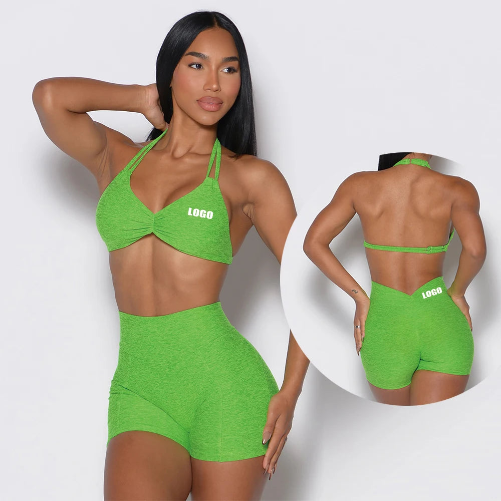 2024 Sports Wear Custom V Back Scrunch Ropa Deportiva Sportswear Yoga Gym Fitness Workout Sets for Women