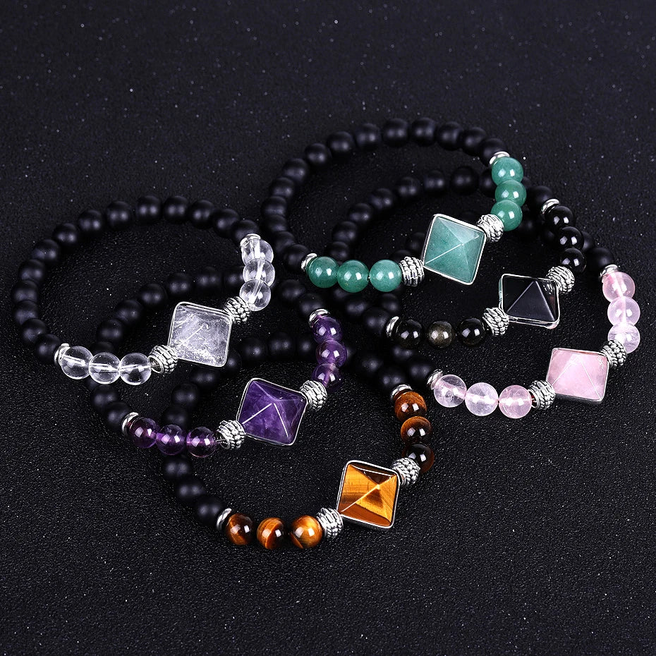 Fashion Charm Real Amethyst Tiger Eye Quartz Obsidian 8mm Healing GEM Natural Stone Beads Bracelets Jewelry for Woman