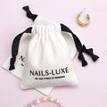 8 Ounces White Canvas Cotton Drawstring Bag With Custom Logo Jewelry Pouch