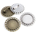 25mm Inner Size Antique Silver Plated Bronze Brooch Pierced Style Cabochon Base Setting Blank Bezel Trays