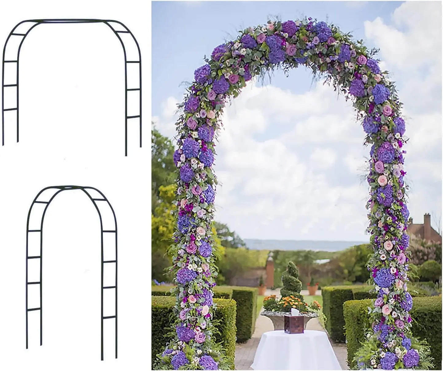Customized Galvanized Steel Garden Pergola Baking Paint Outdoor Romantic Wedding Balloon Arch Climbing Vine Flower Rack Pavilion