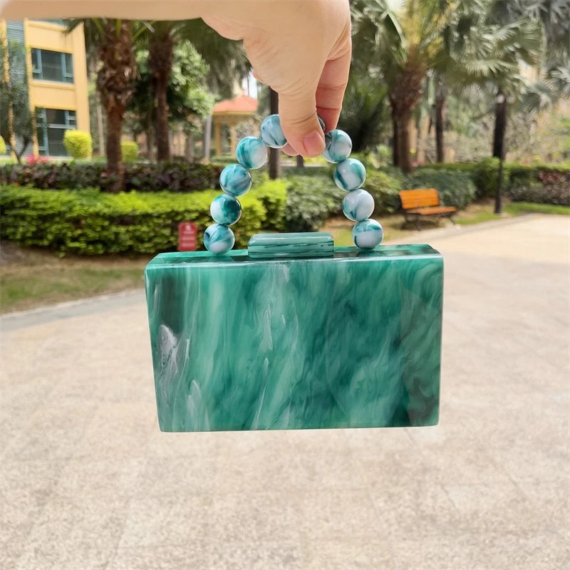 Fashion Bridal Wedding Clutch Purse Green Plain Acrylic Evening Clutch Bag for Ladies
