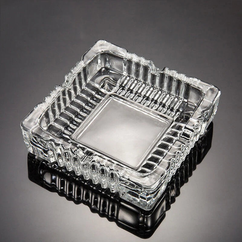 Classic Home Daily Necessities Square Shape with Wave Design Glass Ashtray