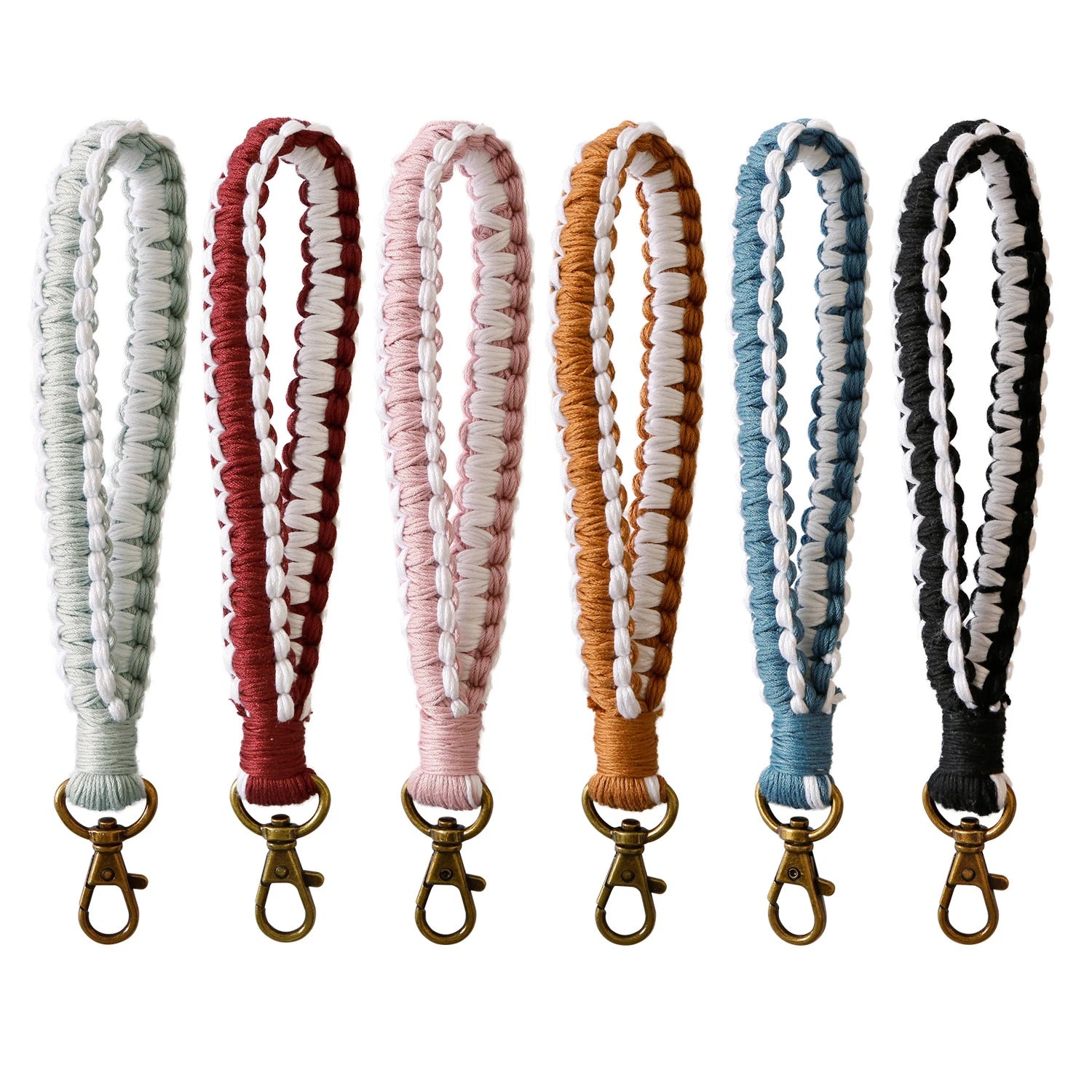 Hand Woven Keychain Ornament Accessories Cotton Rope Pendant Crochet Key Strap Lanyard Rope  Rainbow Keychain Keyring Arcoiris