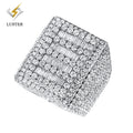 Luster Jewelry Hip Hop Mens Luxury 925 Sterling Silver 18k Solid Gold Full Diamonds VVS Moissanite Rings for Men