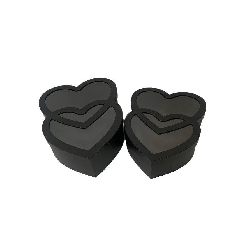 Valentine's Day Window Open Transparent Cover Pvc Flower Packaging Gift Box Two-piece Set of Double love Rose Box