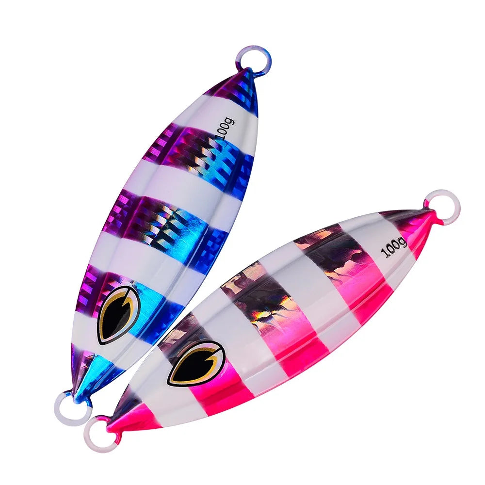 Good Selling 60g-100g Metal Slow Shake Jigging Lures Iron Plate Lead Fish Luminous Saltwater River Lake Stream Marlin Bream