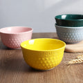 Wholesale Kitchen Dinnerware Porcelain Soup Rice Bowls Embossed Ceramic Bowl Set