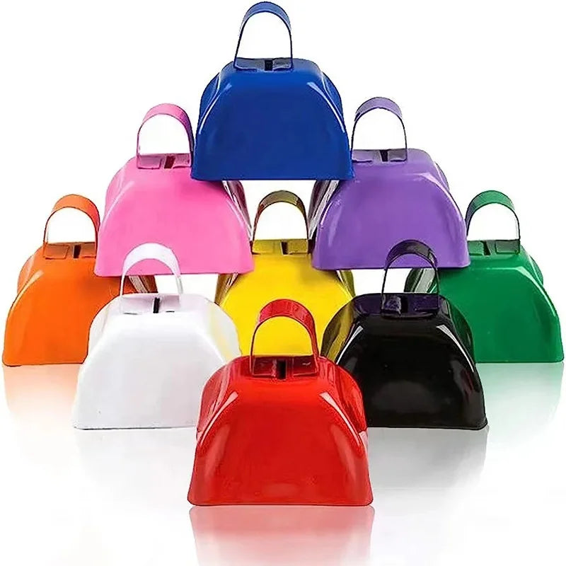 Modern 3 Inch Sport Racing Cowbell Loud Sound Rustic Holiday Die Cut Metal Square Iron Bell Painted Party Handle Racing Bell
