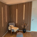 Akupanel Natural Oak Wooden Diffusion Wall Wooden Grooved Sound Proof Wall Acoustic Slat Wall Panel