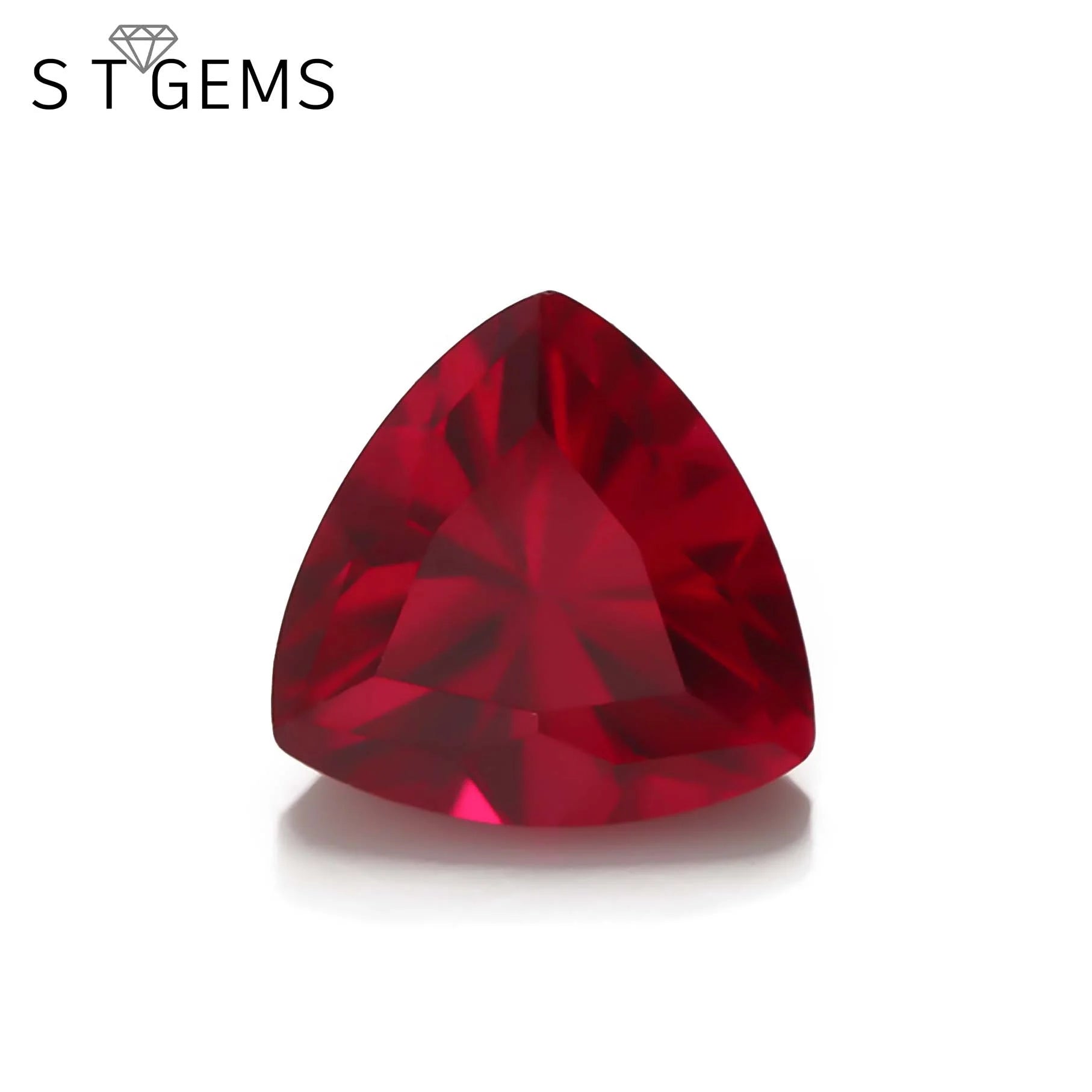 ST Gems China Wholesale Triangle Machine Cut Synthetic Stones Ruby 5# Corundum Gemstone for Sale