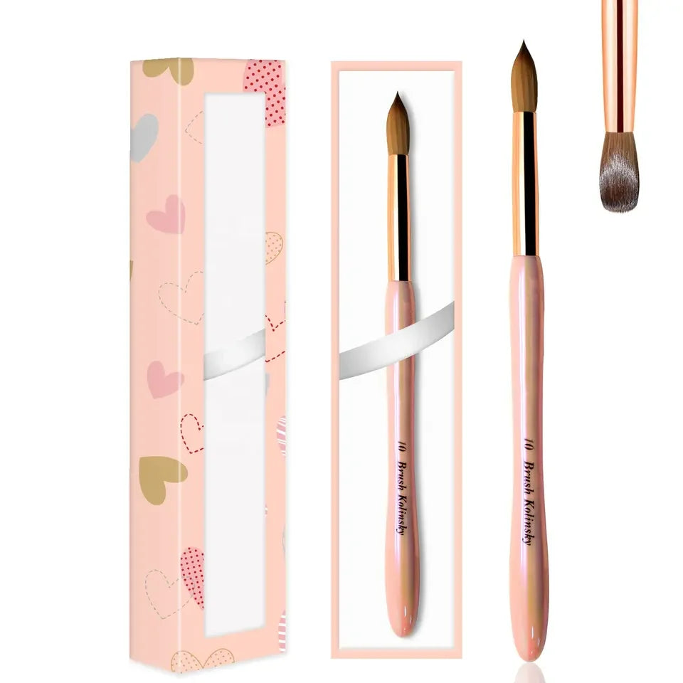 Custom Private Label Acrylic Handle 100% Pure Kolinsky Acrylic Nail Brush Professional Round Nail Art Brush for Acrylic Nail