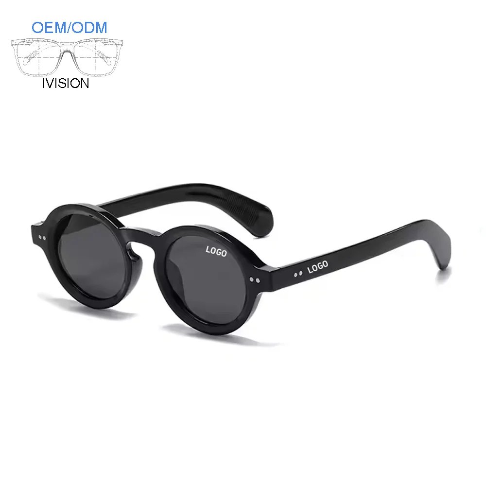 Wholesale Unisex round Vintage Sunglasses with Polarized Lenses UV400 Black PC Frame Custom Logo in Gold Purple Red Blue