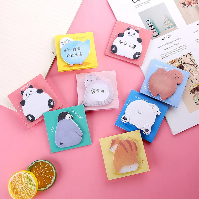 Creative Cute Animal Cartoon Self-Adhesive Memo Pad for School Students and Children