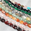 Wholesale Faceted Oval Gemstone Beads Multi Stone Turquoise Quartz Jade Agate Beads for DIY Jewelry Making  Length 19CM