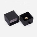Cardboard Custom Logo Black Ring Luxury Retail Mystery Gift Box Jewelry Packaging Box Sliding Drawer Box With Ribbon