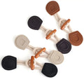 Custom Logo Pu Leather Wooden Toggle Button Coat Leather Toggle Button