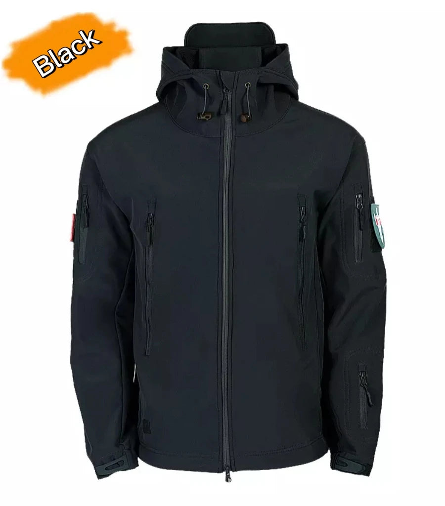 Men's Winter Jacket Windproof Soft Shell Breathable Waterproof Canvas Material Stand Collar Warm for Outdoor Mountaineering
