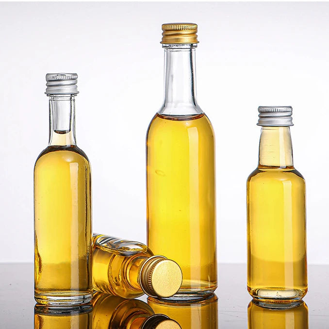 Exquisite Mini 1oz 2oz 3oz Portable Cooking Oil  Kitchen Salad Oil Dispenser Glass Bottle with Custom Metal Screw Cap