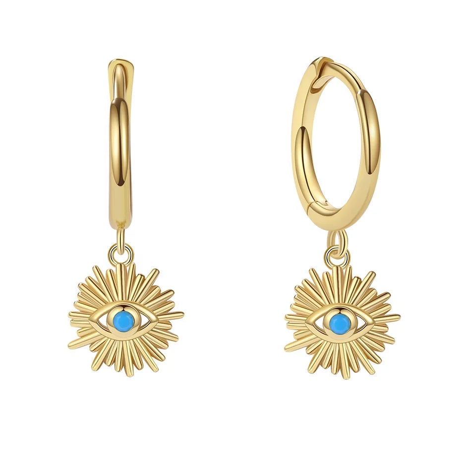 New Arrival 925 Sterling Silver 18k Gold Vermeil Gemstone Eye Hoop Earrings