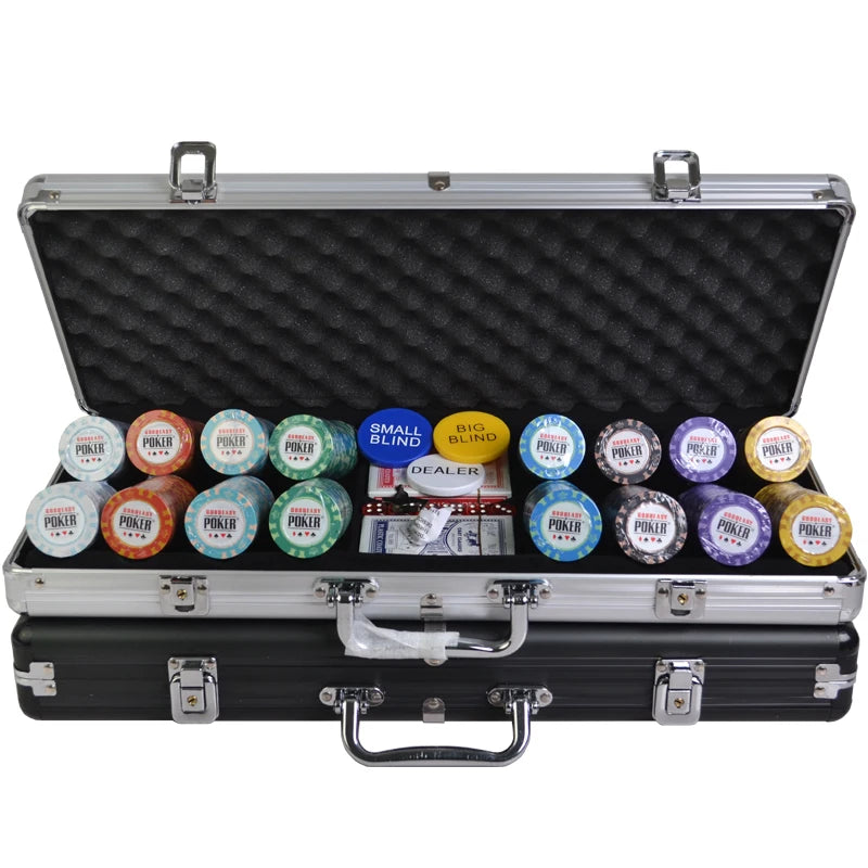 39mm Premium Ept Fireplace Ceramic Chip Piece Clay Cash With Acrylic Box 400 Plaques 500 Casino Poker Chips Set