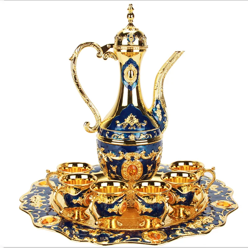 Dubai Vintage Tea Cup with Flat Tray Durable Zinc Alloy Metal Handcrafted for Coffee and Tea Lovers