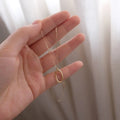 Simple Trendy 14K Gold Plating Pure 925 Sterling Silver Geometric Oval Pendant Necklace for Women Girls Jewelry