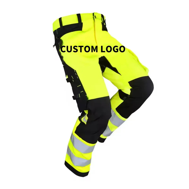 Hivis Safety Multi Pockets Trousers Men Work Cargo Pants for Men Construction Workwear Working Coths