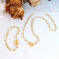 New Arrivals Gold Plated Stainless Steel Lovely Plum Flower OT Buckle Paperclip Chain Bracelet Necklace Jewelry Sets for Women