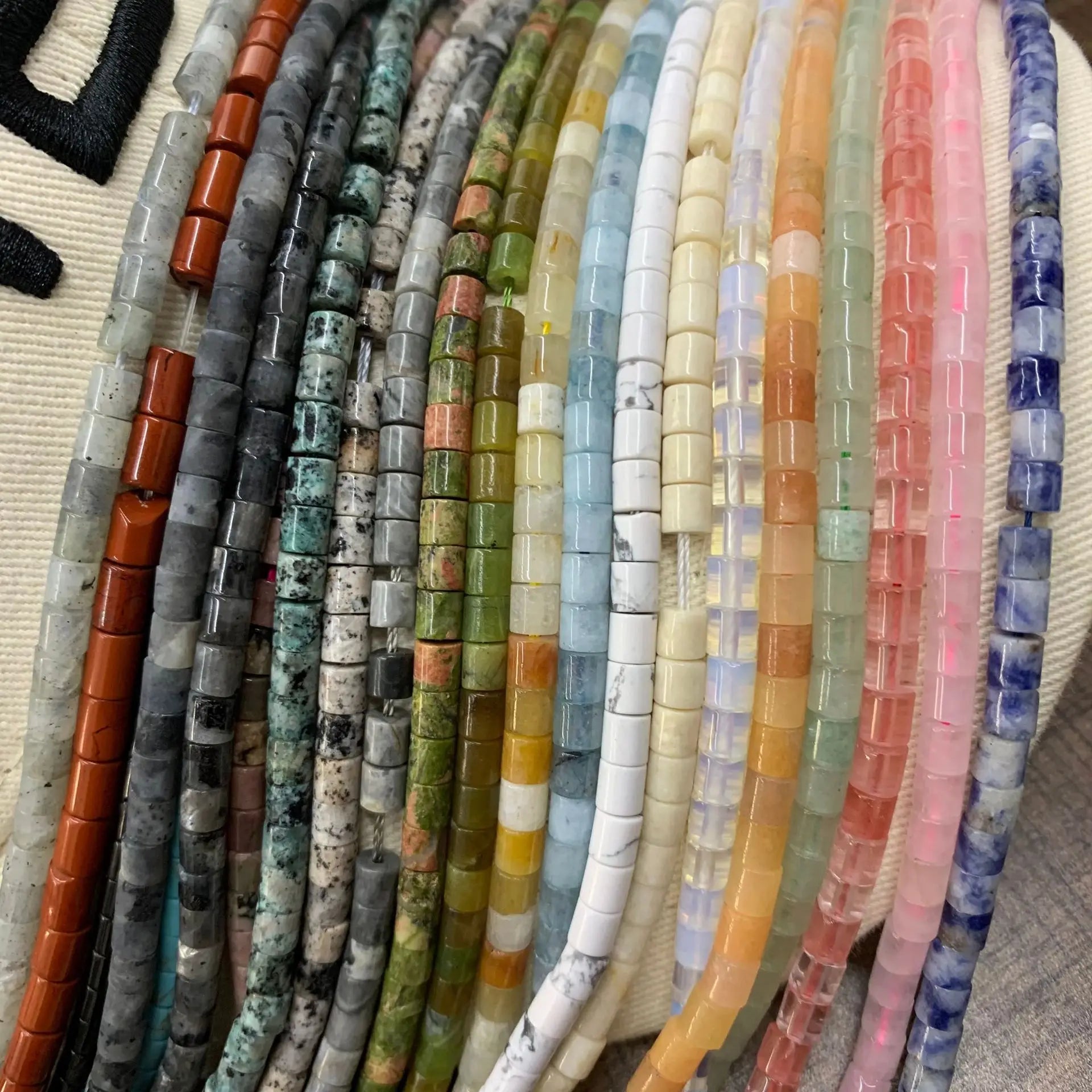 Natural Stone Cylinder Shape Loose Beads Strand  Jewelry Making 4*4 mm Cylindrical Spacer Beads