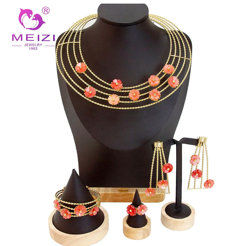 MEIZI JEWELRY Luxury Gold-Plated Fashion Necklace Set for Women Exquisite Dubai Wedding Jewelry Gift