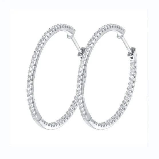 Moissanite Jewelry Earrings Ready to Ship 925 Sterling Silver 1.2mm 30mm GRA Moissanite Earrings