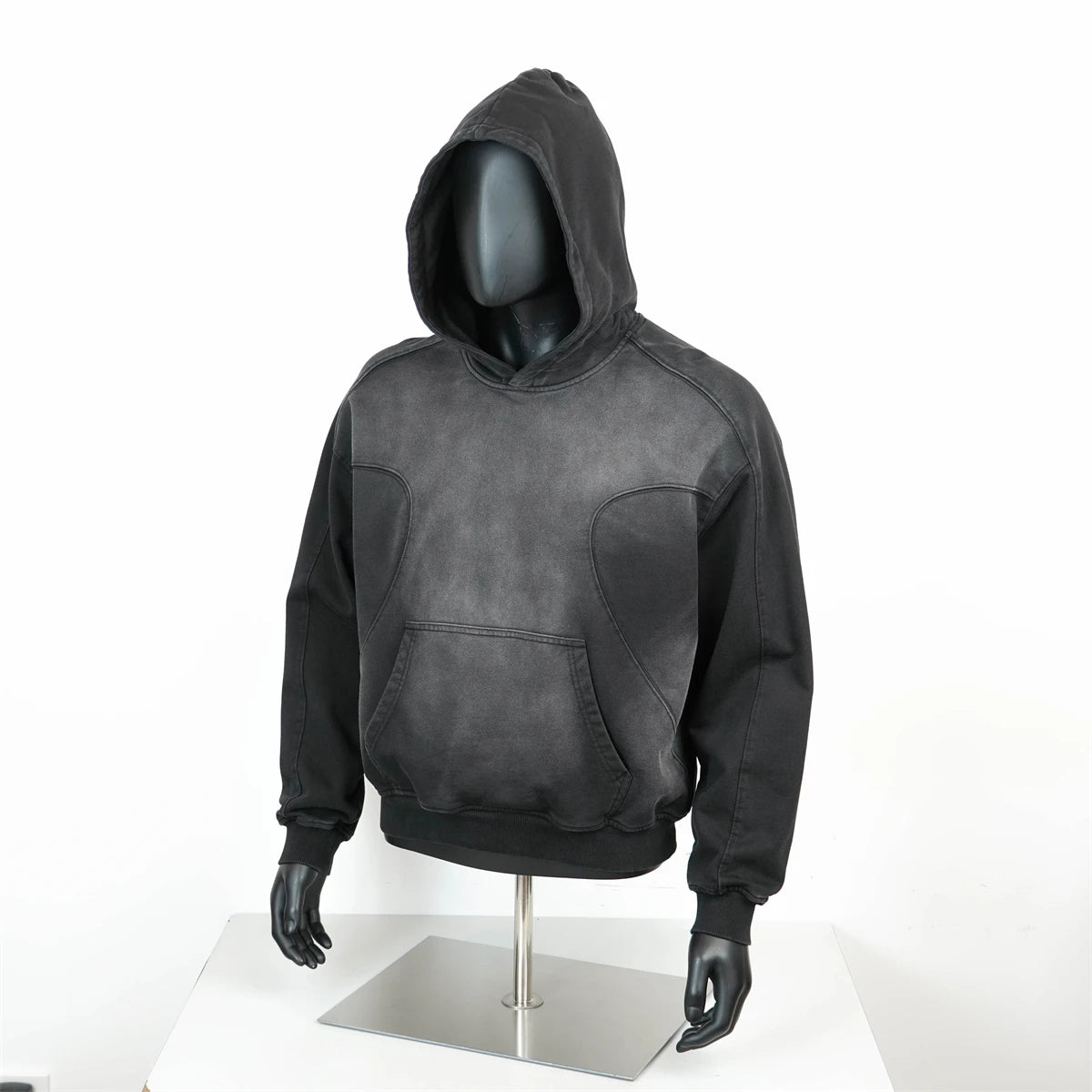 TOPSHOW Custom Pullover Acid Wash Blank French Terry Hoodie Heavyweight Sun Faded Boxy Cropped Hoodies Men High Quality