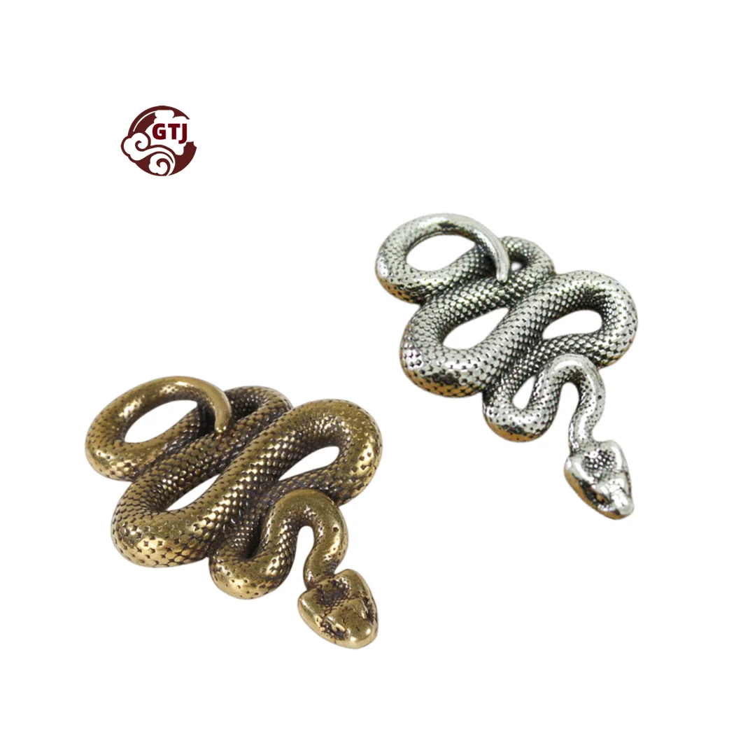 Best Sell Creative Pure Copper Handmade Twelve Zodiac Snake Similar  Bronzeware Tea Pet Car Key Chain Pendant Ornaments