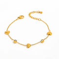 High End Gold Plated Stainless Steel Dainty Heart Zirconia Bracelet for Women Wholesale Jewelry