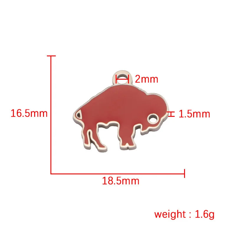 2025 New Creative Cartoon Red Dripping Water Buffalo Pattern Pendant DIY Custom Mirror Stainless Steel Jewelry Accessories
