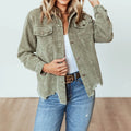 Western Style Ready Ship US Soft Frayed Hem Bottom Sanding Washed Corduroy Short Eco-Friendly Breathable Crop Tops Outwear
