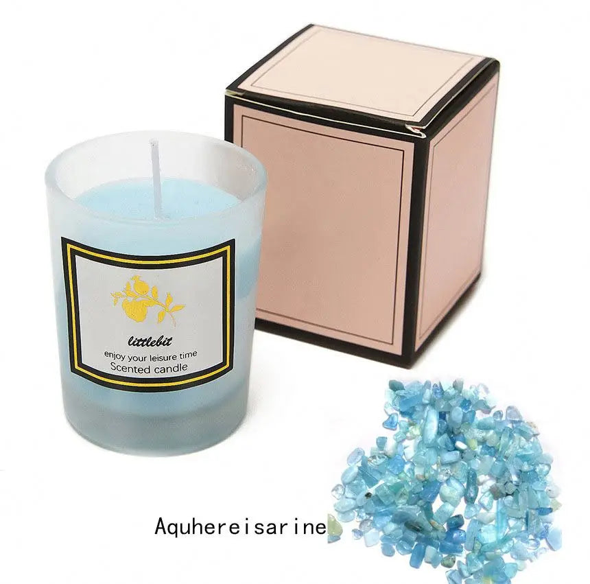 Crafts DIY Wholesale Luxury Custom Private Label Raw Crystal Lavender Soy Wax Scented Candles