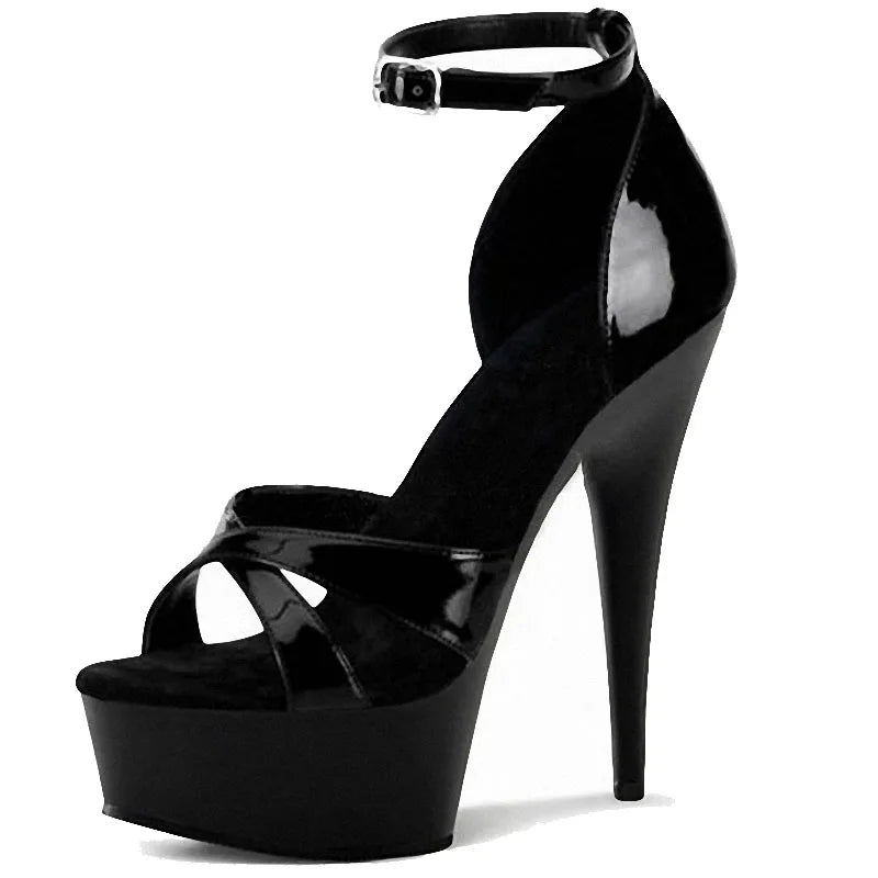 Club pole dance high heels 15cm thin heel platform leaky toe striptease shoes model walk show large sandals