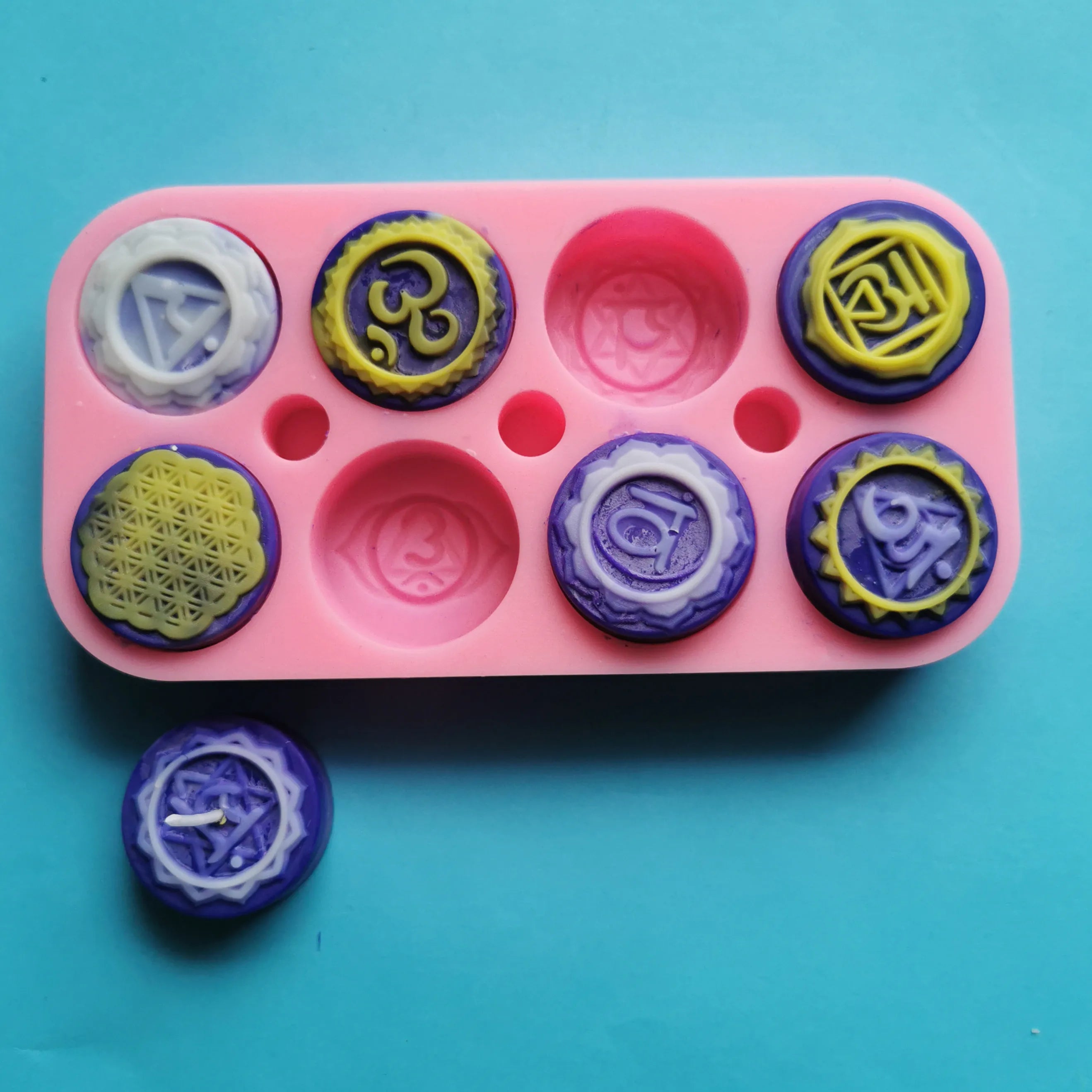 Latest Unique Silicone Mold with Symbols Round Chakras Silicone Diy Candle Making Molds