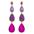 Fashion Colorful Resin Geometric Earrings Long Shiny Water Drop Stud Earrings Crystal Rhinestone Drop